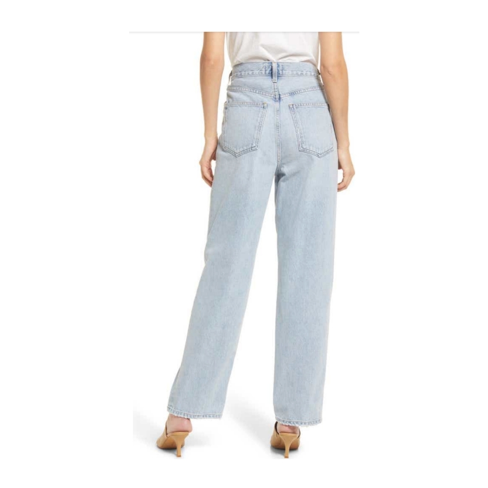 AGOLDE ultra high rise folded waistband relaxed straight leg rigid denim jeans - Picture 5 of 7